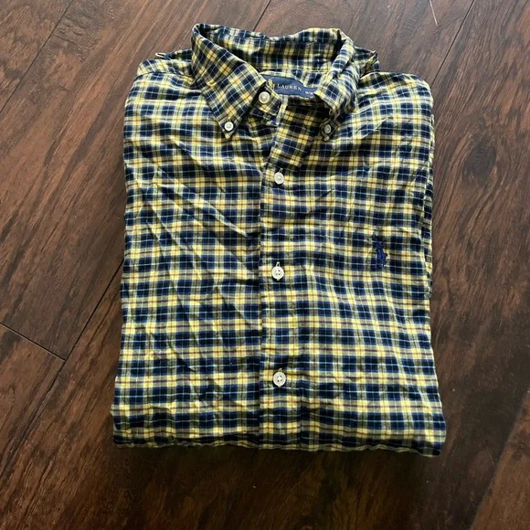 Ralph Lauren Yellow and Blue Plaid Shirt - Picture 2 of 3
